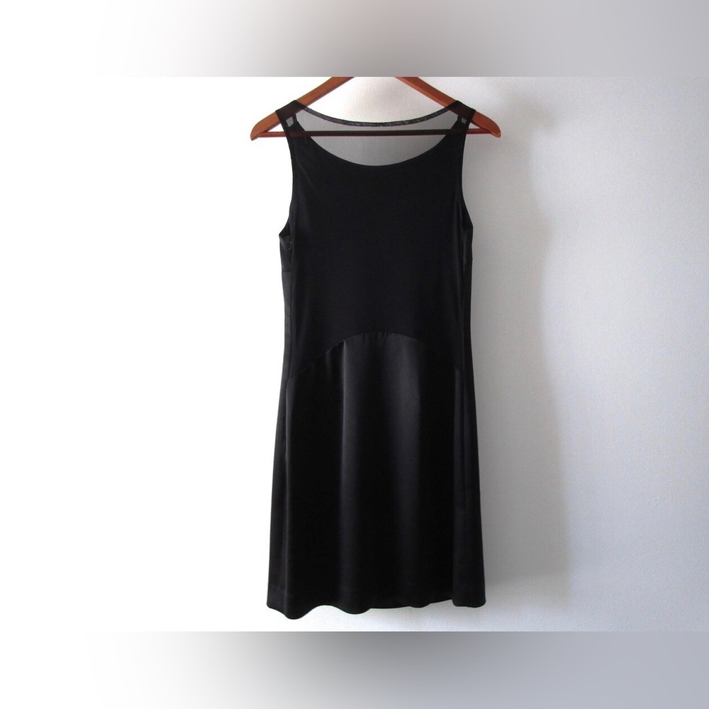 Kenar Vintage 90s Little Black Satin Sheer Mini Dress size 8
